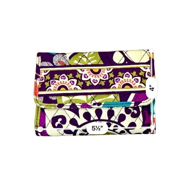Vera Bradley Plum Crazy Euro Wallet Quilted Floral Purple Cream Bohemian - Picture 7 of 8
